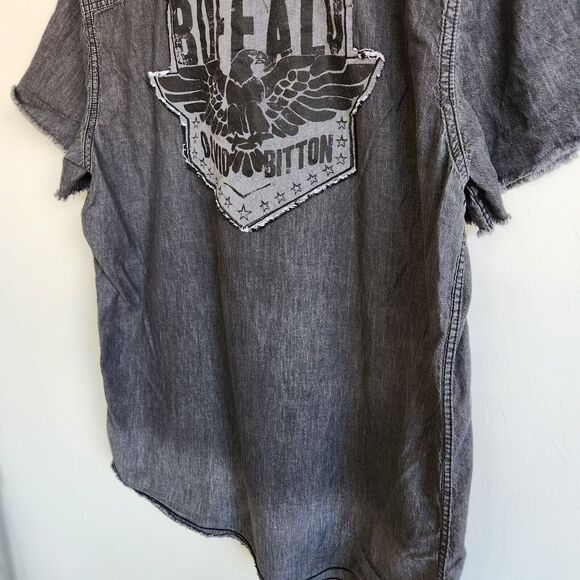 Buffalo David Bitton Short Sleeve Button Down Pocket Shirt Men's XL Gray 0879 - Picture 11 of 12